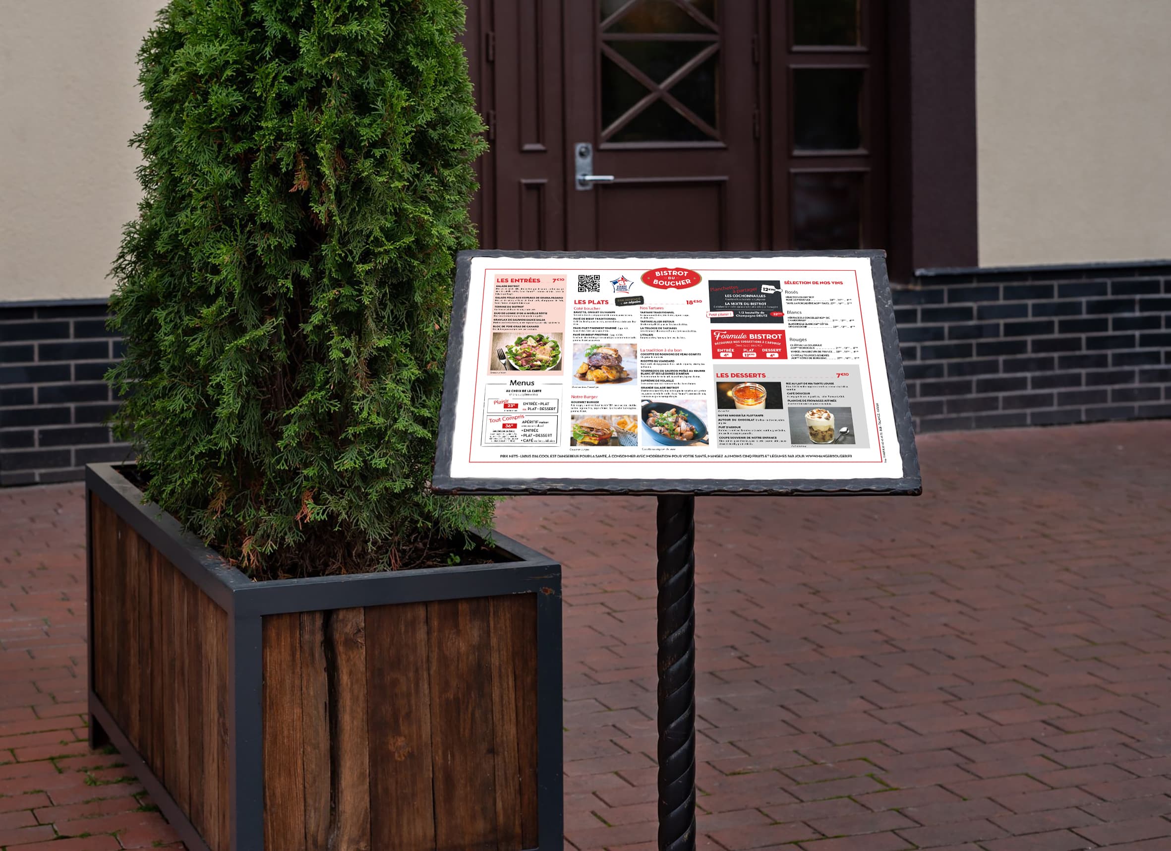 Porte menu exterieur BISTROT DU BOUCHER